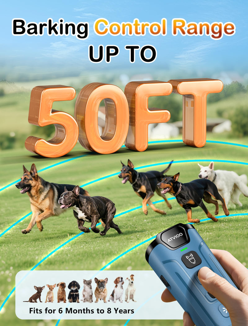 Dog Barking Deterrent Devices - Up to 50 Feet Remote Control, 6 Training Modes to Stop Bad Behaviors, Anti Bark Training Tools for Indoor Outdoor Use (Blue) - PawsPlanet Australia