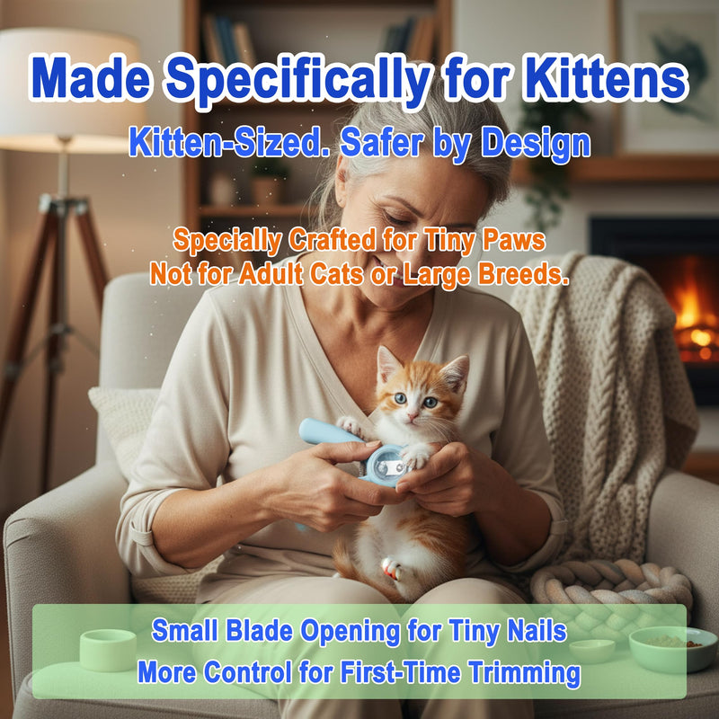 Kitten Nail Clippers Set – 3mm Safety Hole, Splash-Free Nail Trimmer for Tiny Paws, Stress-Free Grooming, Includes Nail File, Cleaning Brush, Cotton Swabs, and Zipper Bag Pink - PawsPlanet Australia