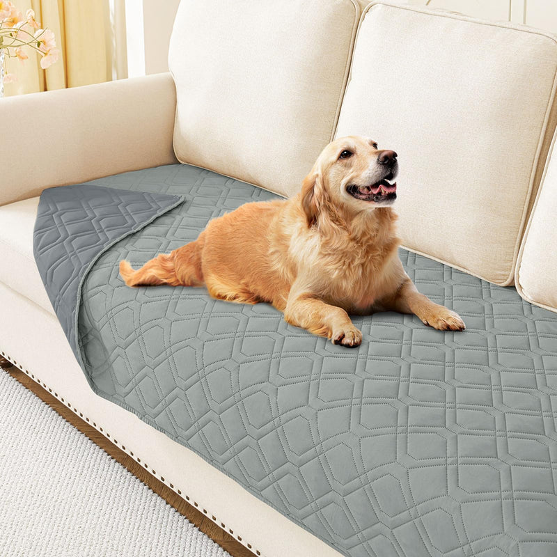 hyha Waterproof Dog Bed Blanket, Soft Pet Blankets 30x70 Inch and 82x102 Inch in Grey/Dark Grey, 2 Item Bundle - PawsPlanet Australia