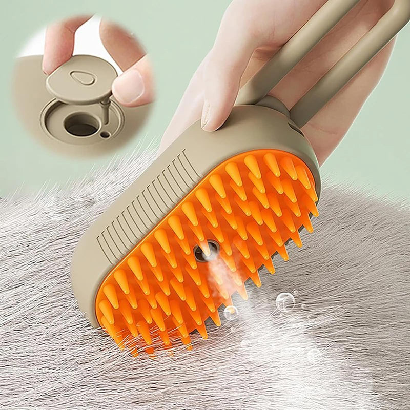 3 in 1 Cat Steam Brush for Shedding, Portable Anti-Static Grooming Comb for Cats & Dogs, Steam Misting Water Brush, Self-Cleaning Pet Hair Remover, Indoor Cat Spray Brushes for Cats & Dogs Brown - PawsPlanet Australia