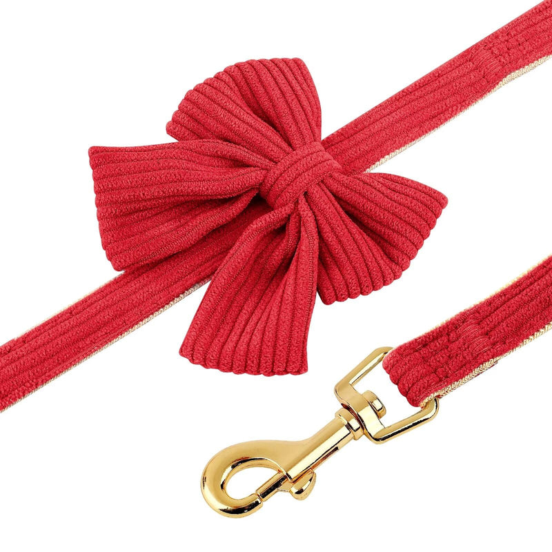 Didog Cute Small Dog Harness Collar and Leash Set with Bowtie, Breathable Soft Mesh Padded Puppy Harness, Christmas Dog Harness for for Parties, Holiday Gatherings & Gifts, Red, M M: Chest 15.7-20.8" - PawsPlanet Australia