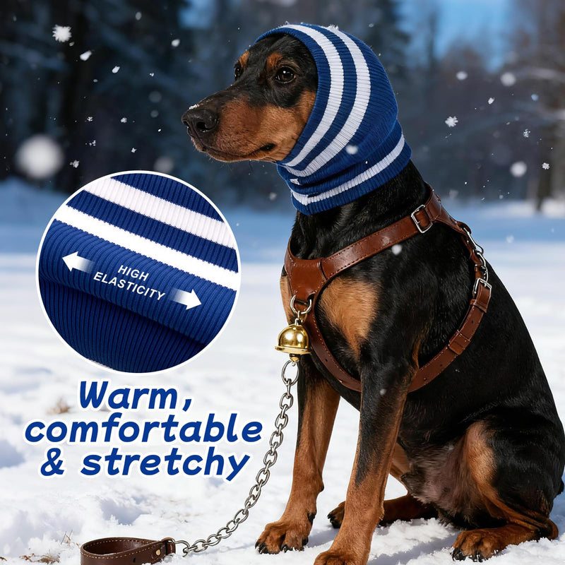 EASY JOY Dog Snood & Ear Protector, Dog Ear Muffs & Cover for Noise Reducing, Anti-Anxiety, Warm Knit Snood for Dogs and Cats Neck Protection, Size M, Blue