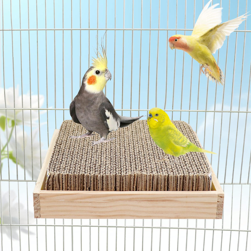 Bird Perch Stand Platform with Cardboard Toys, Parrot Chewing Toys, Parakeets Foraging Toys, Bird Paw Grinding Perch, Cage Accessry for Small Birds Parakeets Conure Cockatiels Lovebird - PawsPlanet Australia