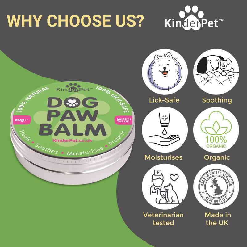 Dog Paw Balm Heal Soothe Moisturise Protect Cracked Dry Damaged Paws Lick-Safe 100% Organic All Natural Ingredients Made in the UK 60g - PawsPlanet Australia
