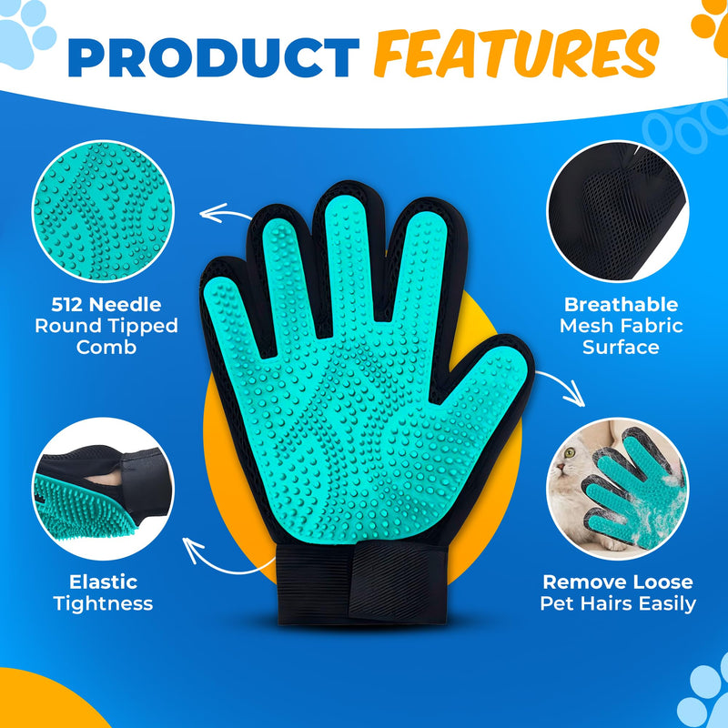 Pet Hair Removal Glove for Dogs & Cats – Dog Grooming Gloves for Shedding, Pet Hair Remover Glove – Pet Grooming Gloves, Cat Grooming Gloves & Cat Brush Glove – Dog Bath and Washing Gloves