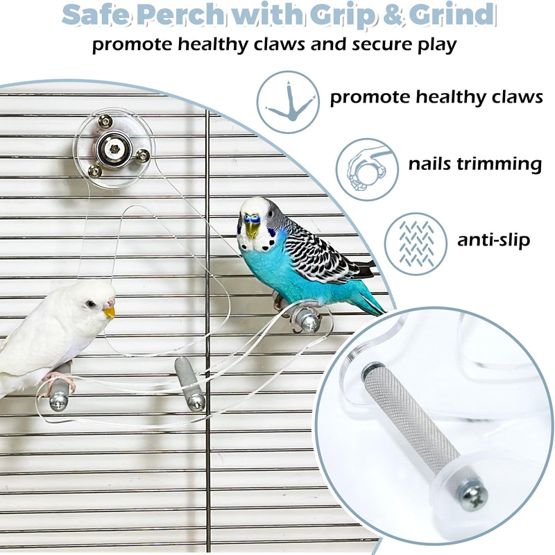 Bite-Resistant Acrylic Rocking Bird Nail Trimming Perch Stand Easy to Clean, Interactive Bird Toys for Parakeets for Cage, Budgie Puzzle Toys for Parrots, Small Birds Enrichment Toy for Lovebird - PawsPlanet Australia