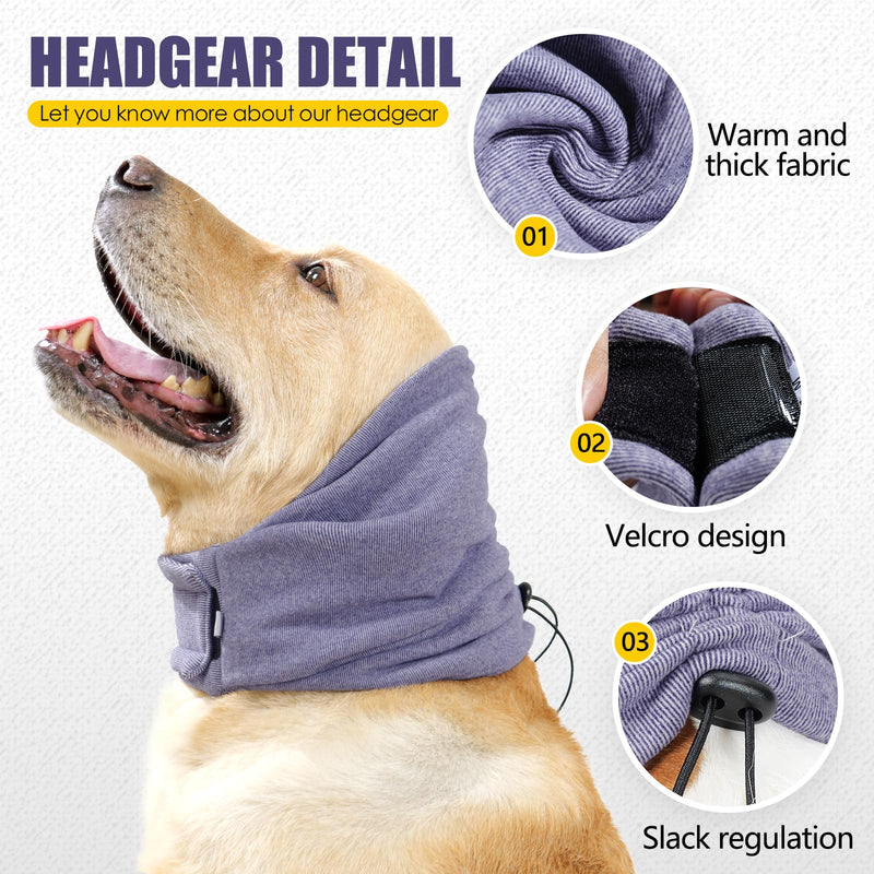 Dog Thunder Ear Muffs,Dog Calming Hoodie No Flap Ear Wraps for Dogs Hematoma Healing,Dog No Flap Noise Protection Ear Wrap Relieve Anxiety,Dog Ear Cover The Grooming (Light Purple, Medium) Light purple - PawsPlanet Australia