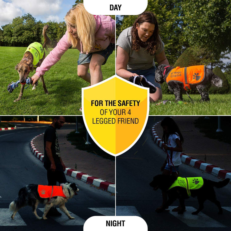 4LegsFriend Dog Safety Orange Reflective Vest with Leash Hole 5 Sizes - High Visibility for Outdoor Activity Day and Night, Keep Your Dog Visible, Safe from Cars & Hunting Accidents XL - PawsPlanet Australia