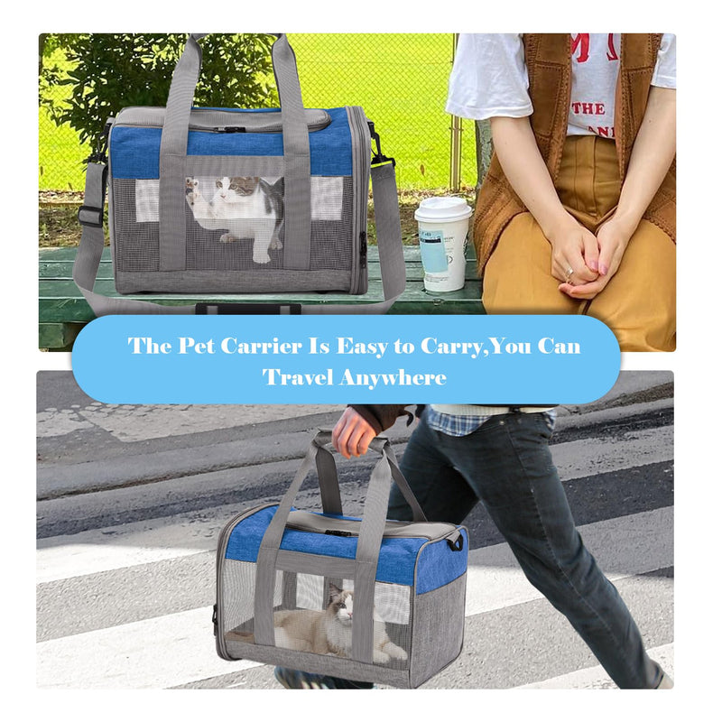 Soft Sided Pet Carrier for Cat,Airline Approved Cat Carriers Collapsible Portable Kitten Travel Crate Breathable Ventilated Grey Blue Puppy Carrying Bag Under to 12 Lb 【Grayblue】 - PawsPlanet Australia