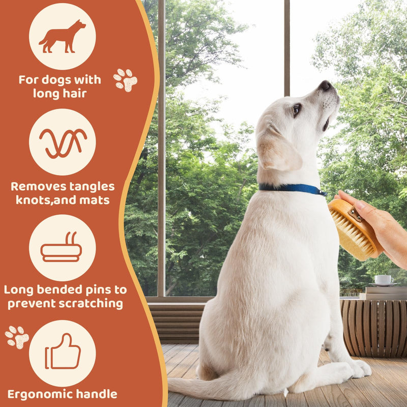 Suclain 2 Pcs Soft Dog Brush Boar Bristle Pet Brush for Short Haired Dogs and Cats with Band, Reduce Shedding, Dog Brush Reduces Stress and Easy to Hold on Your Wrist, Ideal Grooming Supplies - PawsPlanet Australia