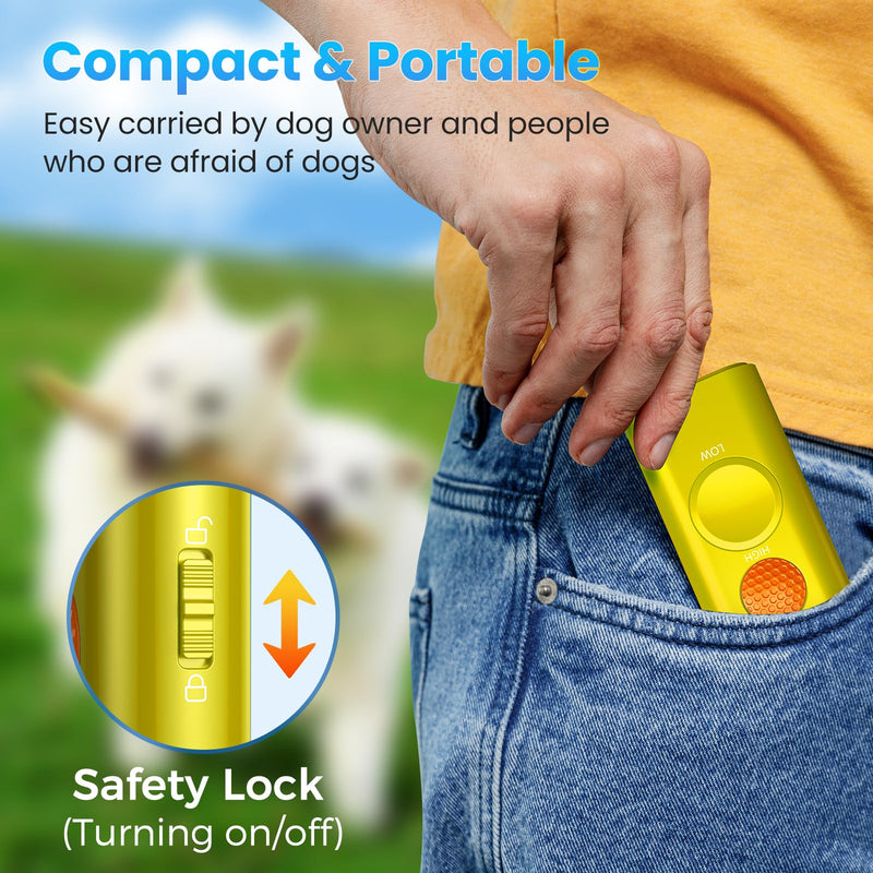 Dog Bark Deterrent Device, Anti Barking Device for Dogs Indoor Outdoor, Barks No More Dog Training Device Handheld Ultrasonic 50 Ft Range Rechargeable with Flashlight for Small Medium Large Dogs