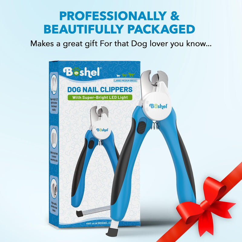 Boshel LED Large Dog Nail Clippers with Quick Sensor, Light, and Safety Guard, Pet's Sharp Toenail Cutter and File - PawsPlanet Australia