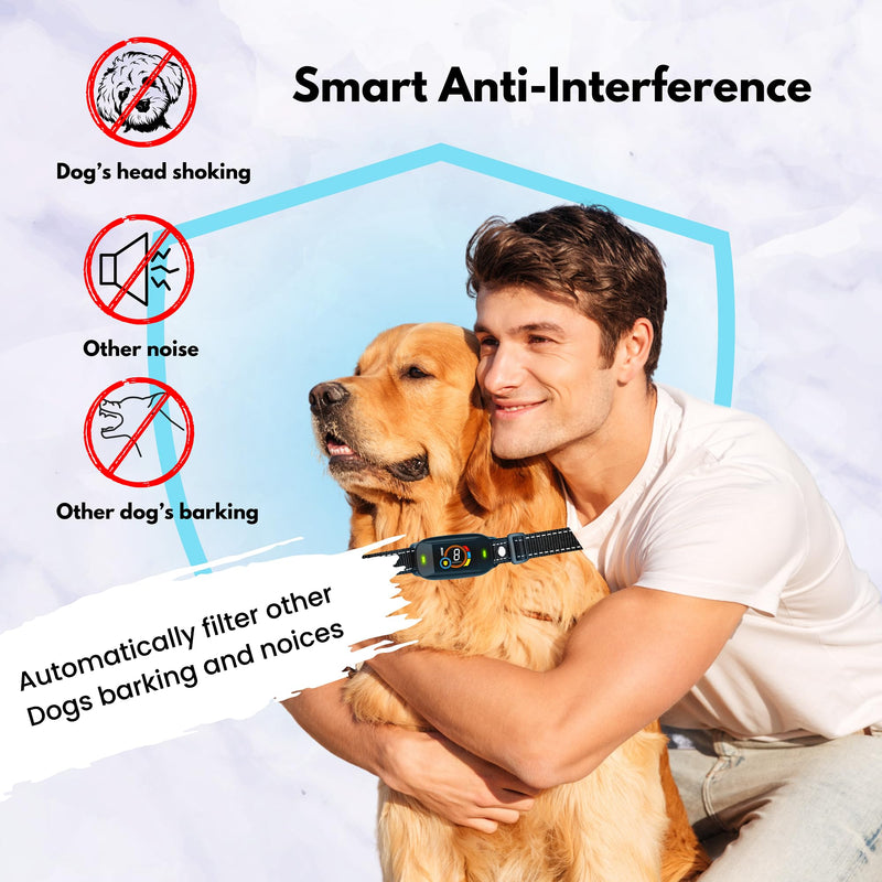 Dog Bark Collar, Rechargeable Smart Collar, Anti Barking Training Collar with 5 Adjustable Sensitivity Beep Vibration Shock, Bark Collar for Large Medium Small Dogs - Black Color Dog Collar - PawsPlanet Australia