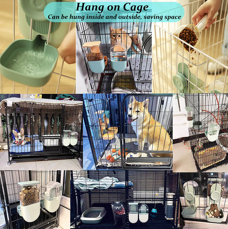 35oz Hanging Automatic Pet Food Water Dispenser, Auto Gravity Pet Feeder and Waterer Set, Cage Cat Food Bowl Dog Feeding Station for Puppy and Kitten Rabbit Chinchilla Hedgehog Ferret (Green) Green Waterer and Feeder C - PawsPlanet Australia