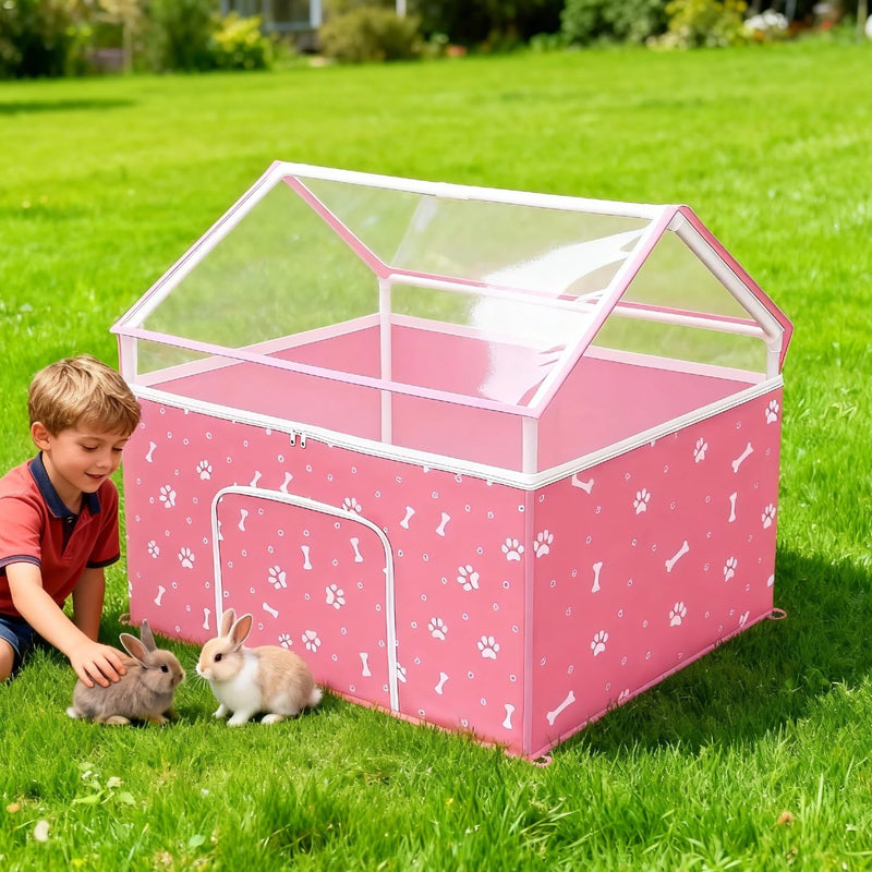 Cat Playpen, Puppy Playpen Small Dog Pet Crate Tent Cage Indoor & Outdoor, Cat House Enclosure Kennel Dogs/Cats/Rabbits/Hamster (Pink) Pink