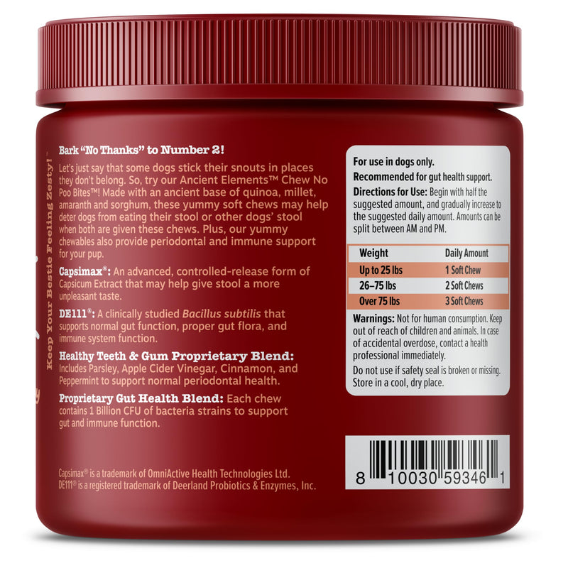 Zesty Paws Chew No Poo Bites for Dogs - Stool Eating Deterrent Soft Chews for Dogs - Gut, Periodontal & Immune System Support - Premium DE111 Bacillus subtilis Probiotic - AE Bison - 90 Count 90 Count (Pack of 1) - PawsPlanet Australia