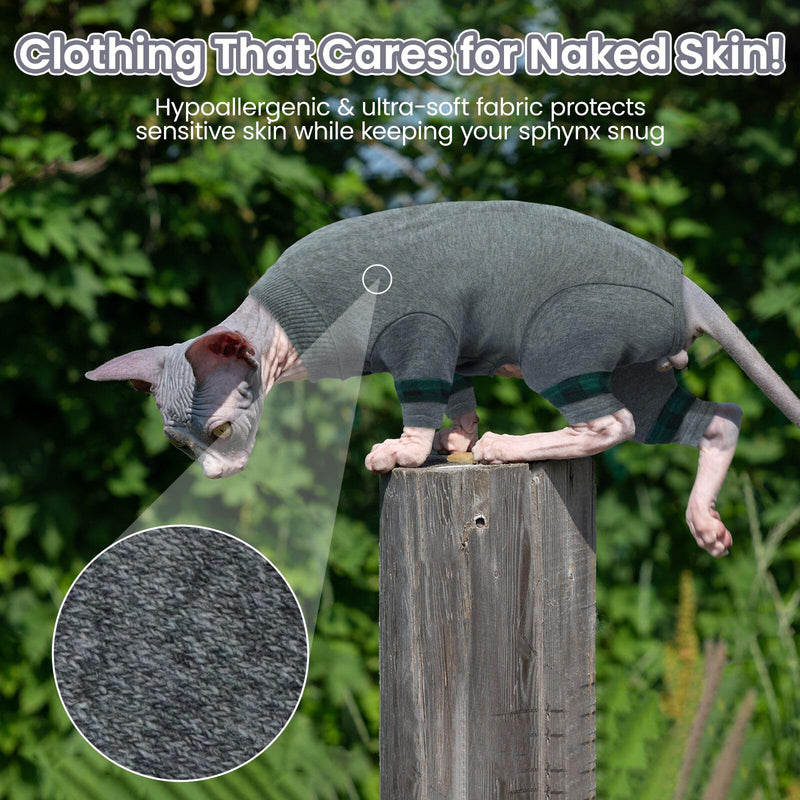Sphynx Hairless Cats Sweater Shirt Kitten Soft Pullover Cute Cat Pajamas Jumpsuit Cotton Apparel Pet Winter Turtleneck for Cats LightGrey L Large - PawsPlanet Australia