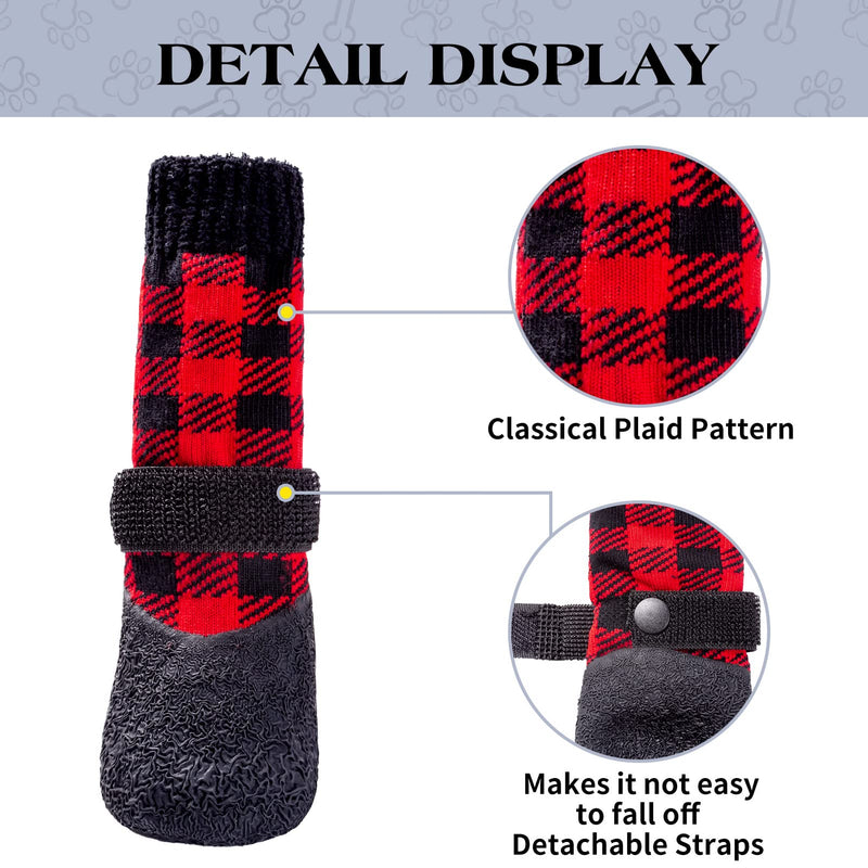 BINGPET Anti-Slip Dog Socks,Waterproof Paw Protectors with Reflective Straps Traction Control for Indoor & Outdoor Wear, 4pcs Red XX-Large - PawsPlanet Australia