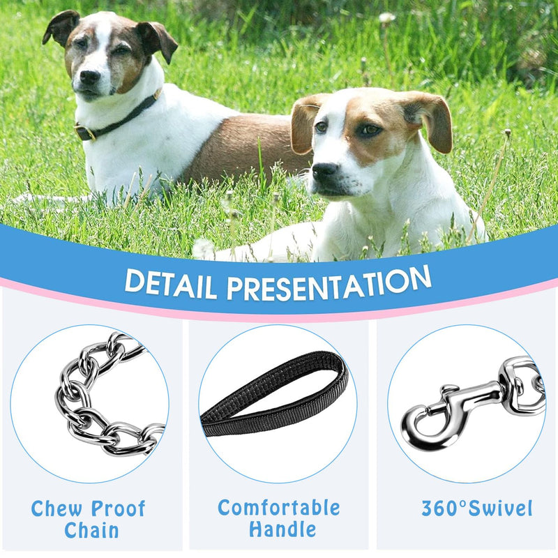 Chain Heavy Duty Metal Dog Leash, 6FTx3mm Chew Proof Pet Leash Chain with Soft Padded Handle for Large & Medium Size Dogs Walking, Training and Traveling (30-120 lbs) 6FTx3mm (30-120 lbs) - PawsPlanet Australia