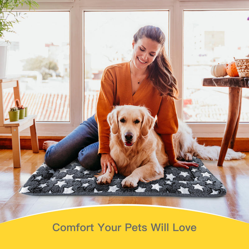 Large Dog Bed Mat, Washable Dog Crate Pad with Non-Slip Bottom, Soft Kennel Pad for Large Dog Crate, Dog Cage for Large Dogs, Indoor Outdoor Dog Bed, Sleeping Mat, Gray, 35x23x1.5 in Large (35x23x1.5 in) - PawsPlanet Australia