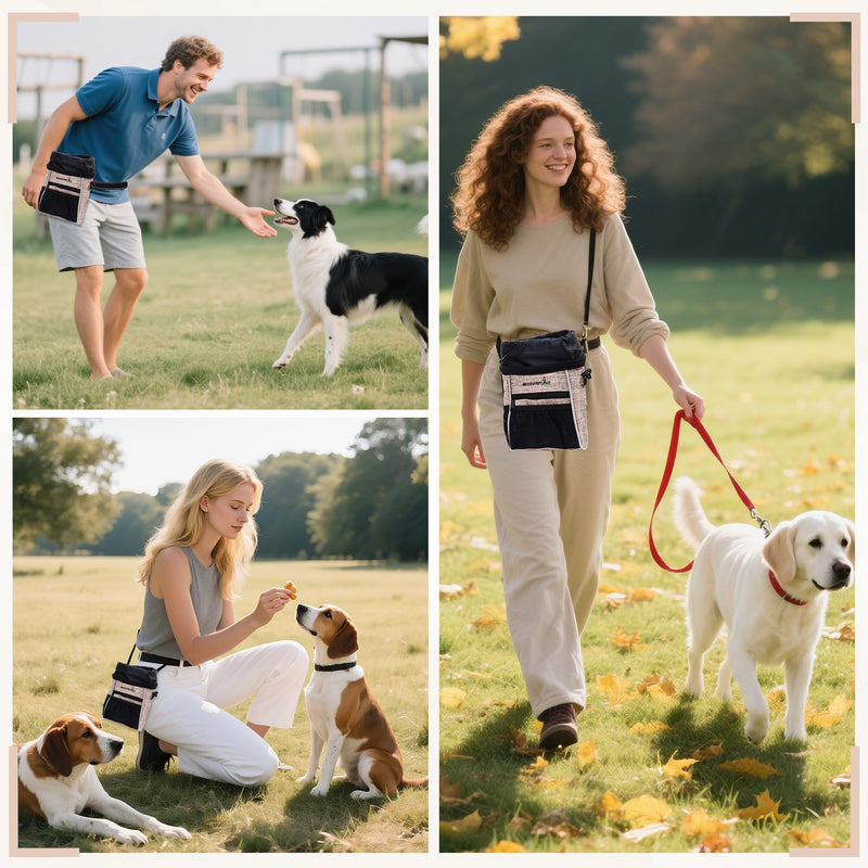 Dog Treat Pouches Training Walking Bag, Dog Training and Behavior Aids, Large Space for Pets Food, Durable Polyester Fabric, 3 Ways to Wear, Portable Pet Bagand Easy to Clean (Ginger) Ginger
