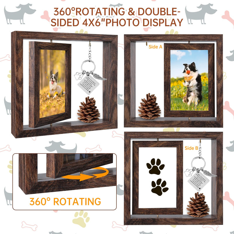 Pet Memorial Gifts for Dogs Cats, Dog Memorial Rotating Wooden Picture Frame for 4x6 Photo, Dog Bereavement Remembrance Picture Frame With Pet Paw Print Kit, Loss of Dog Sympathy Gift - PawsPlanet Australia