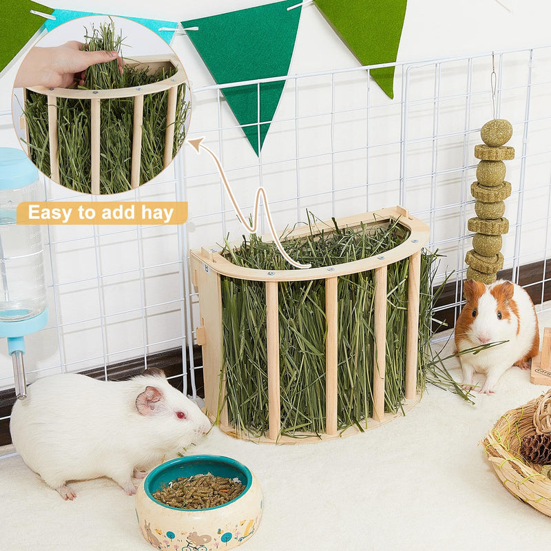 Guinea Pig Hay Feeder Wooden Rabbit Hay Feeder Big Volume Bunny Hay Holder Hanging Hay Rack with Instructions Guinea Pig Cages Accessories for Chinchilla and Ferret, Rabbit Cage Accessories 1 PACK Wood color - PawsPlanet Australia