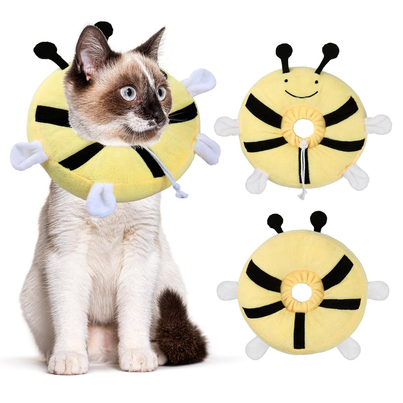 Adjustable cat Cone Collar Soft to Stop Licking After Surgery for Kitten, Alternative to Cone of Shame cat, Donut Cone for Cats, pet Elizabethan Collar (Bee, Small)