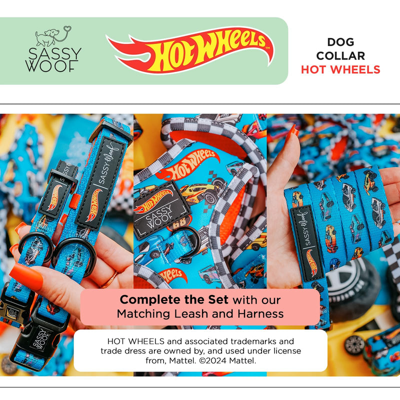 Sassy Woof Dog Collar Hot Wheels™ - S, Adjustable, Durable, Comfortable and Stylish Pet Accessories for Small Dogs - Officially Licensed - PawsPlanet Australia