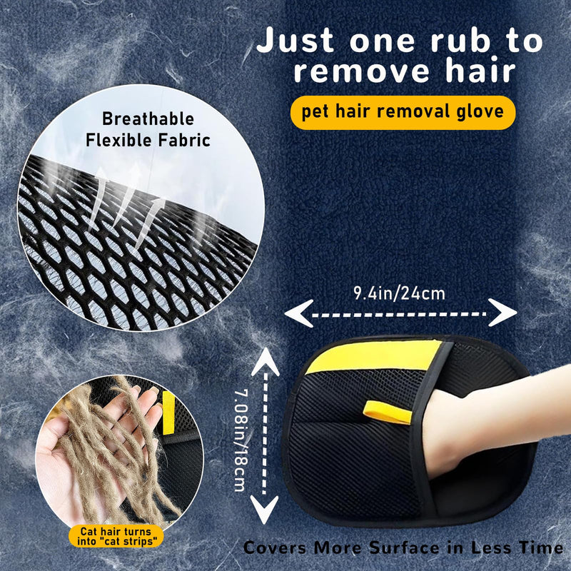 Pet Hair Removal Gloves for Cats & Dogs, Reusable & Washable Electrostatic Pet Hair Remover Gloves Tool, The Magic Brush Pet Hair Remover for Laundry, Couch, Furniture, Carpet, Car Seat Surface (2pcs) - PawsPlanet Australia