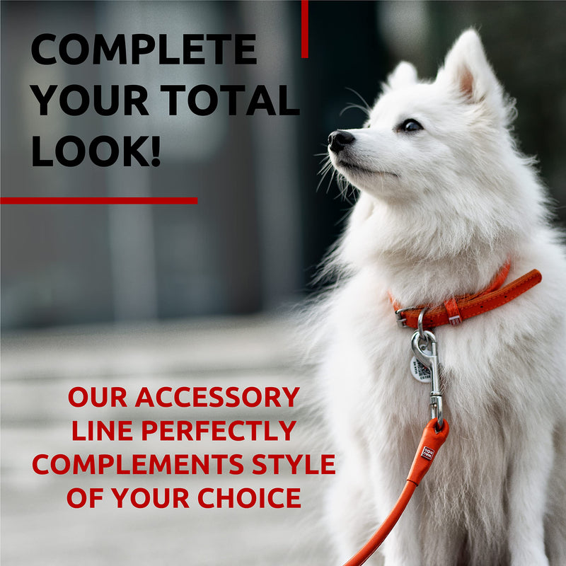 WAUDOG Rolled Leather Dog Leash 4Ft * 0.3 in for Small Medium and Large Dogs - Heavy Duty Leather Puppy Leash for Outdoor Walking Running Training - Strong Dog Leashes for Large Breed Dogs (Orange) Orange - PawsPlanet Australia