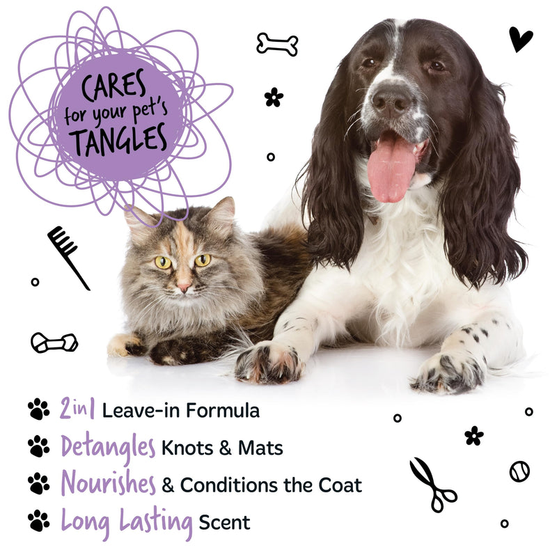 Bugalugs Pet Detangler Foam Comb - leave In conditioner spray for de matting. No tangles. Professional dog grooming formula with Wheat protein. Dog Detangler Spray knot removal (Lavender & Chamomile) Lavender & Chamomile