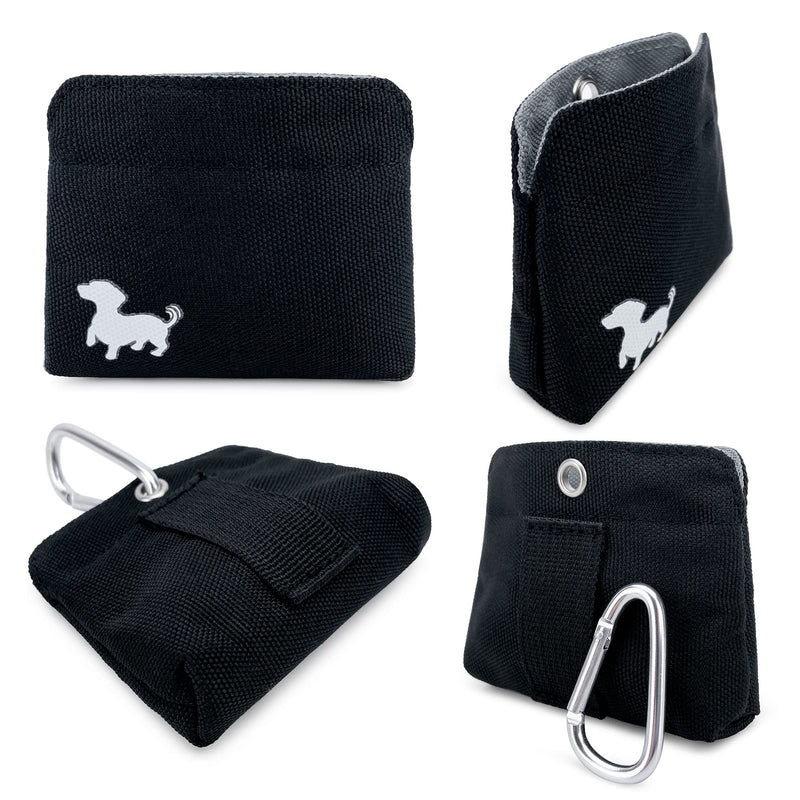 Pocket Sized Dog Treat Pouch - Treat Pouches for Pet Training - Extra Small Dog Treat Pouch with Magnetic Closure - Dog Walking Treat Bag for Dog Training - Black with Gray Interior Black with Gray Cloth - PawsPlanet Australia