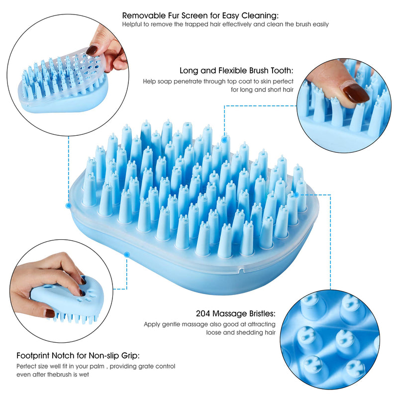 Pet Bath Massage Brush - Grooming Comb with Soft Silicone Bristles for Shampoo and Massage Dogs & Cats with Short or Long Hair - PawsPlanet Australia