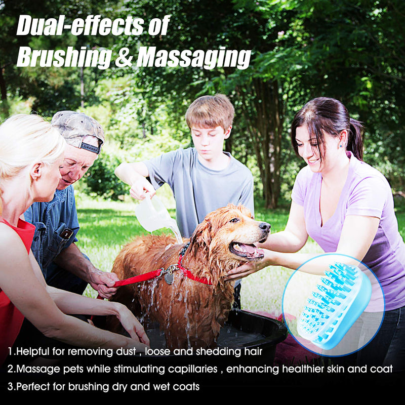 Pet Bath Massage Brush - Grooming Comb with Soft Silicone Bristles for Shampoo and Massage Dogs & Cats with Short or Long Hair - PawsPlanet Australia