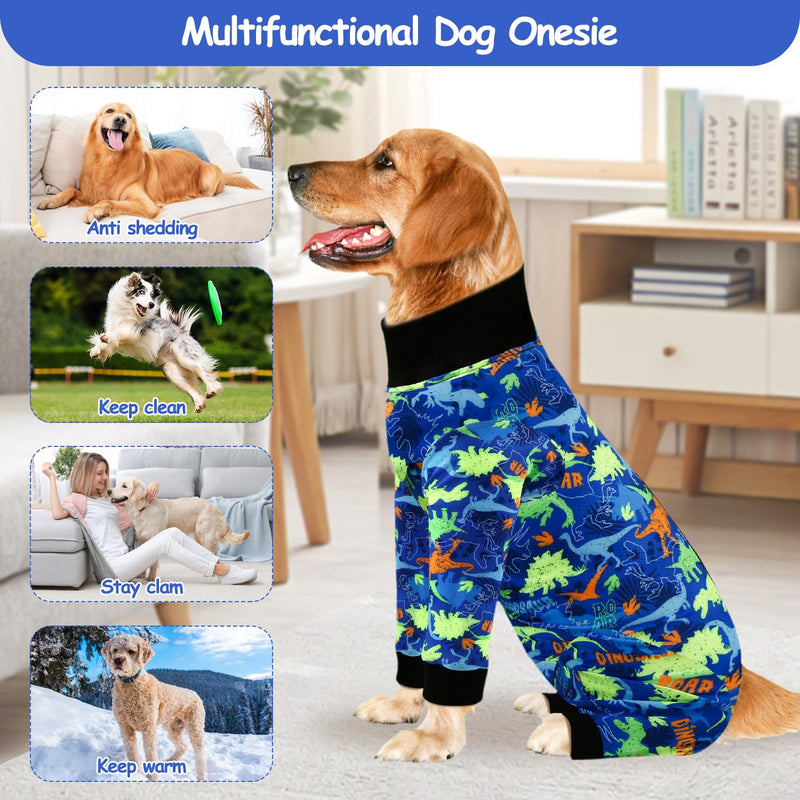 Etdane Dog Onesie Surgery Recovery Suit for Female Male Dogs After Spayed Suit Surgical Recovery Suit Anti Shedding Body Suit for Small Medium Large Dog Dinosaurs/3XL 3XL