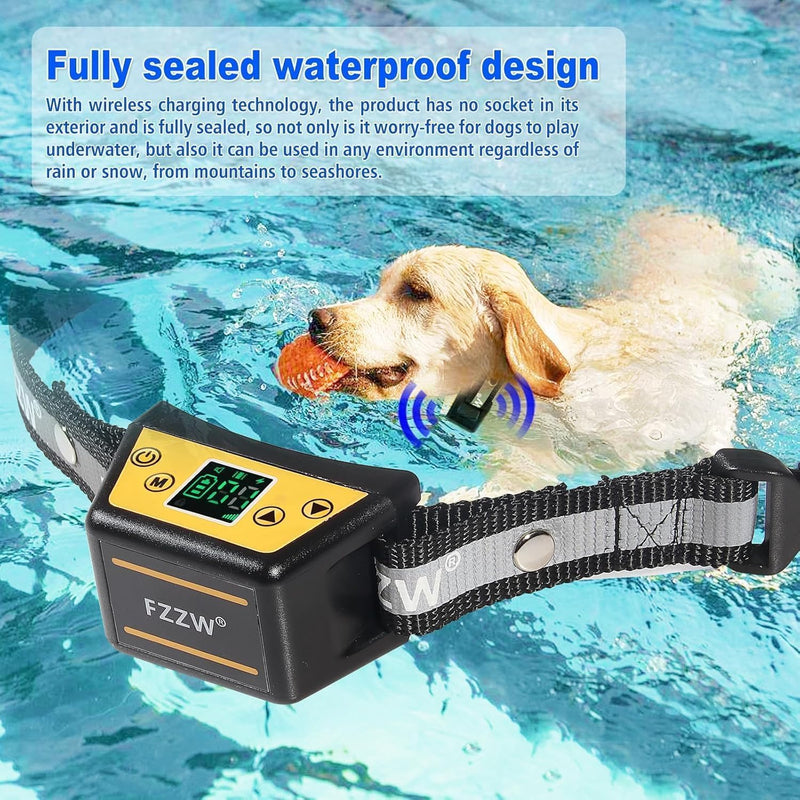 Plkm Dog Wireless GPS Fence Pet Electric Fence Containment System, Adjustable Control Range Warning Strength, Wireless Charging GPS Wireless Dog Fence, Fully Sealed Waterproof Collar Receiver Black