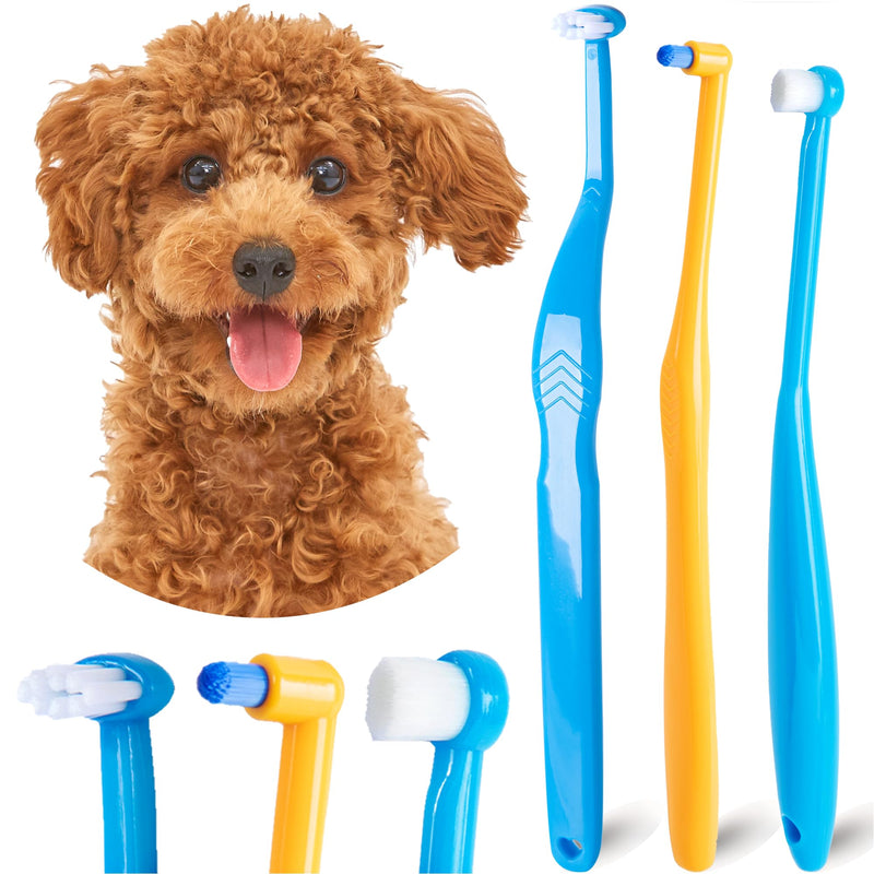 Small Dog Toothbrush, Cat & Puppy Tooth Brushing Kit, Mini Tuft Horizontal Head Teeth Brush for Kitten & Tiny Pet, Doggy Toothbrushes Deep Dental Cleaning, 3 PCS