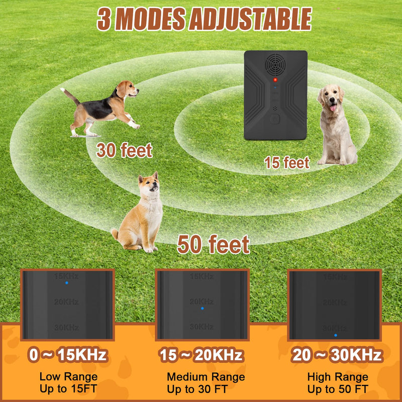 Dog Bark Deterrent Devices, Anti Barking Device for Dogs Long Range 50FT, 3 Modes Stop Dog Barking Devices, Rechargeable Bark Box, Ultrasonic Barking Deterrent Devices for Dog Training (Black) Black