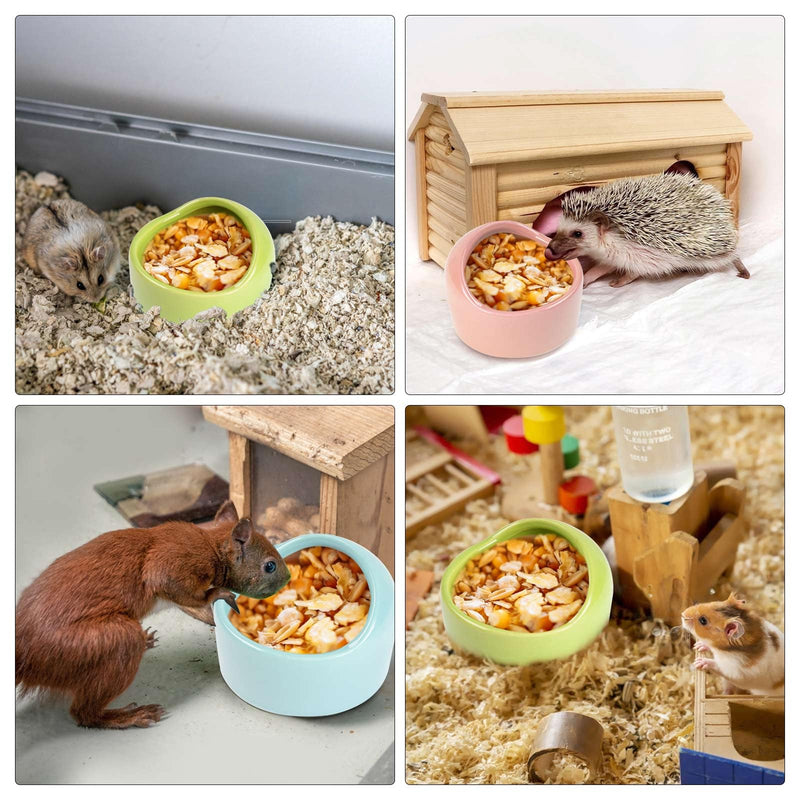 3 Pack Ceramic Hamster Food Bowl, Splash-Proof, Tip-Proof, Chew-Resistant, Easy to Clean Small Animal Bowl for Hamster/Guinea Pig/Chinchilla/Hedgehog, 1 Pink + 1 Blue + 1 Green Pink + Blue + Green - PawsPlanet Australia