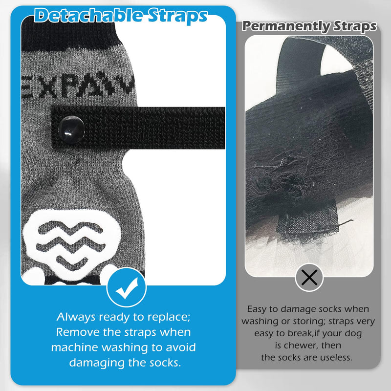 EXPAWLORER 6PCS Anti-Slip Dog Socks to Prevent Licking Paws,Dog Shoes for Hot Pavement,Best Paw Protector Traction Control on Hardwood Floor,Dog Booties for Puppy Small Medium Large Senior Dogs Small (6 Count) Black Grey - PawsPlanet Australia