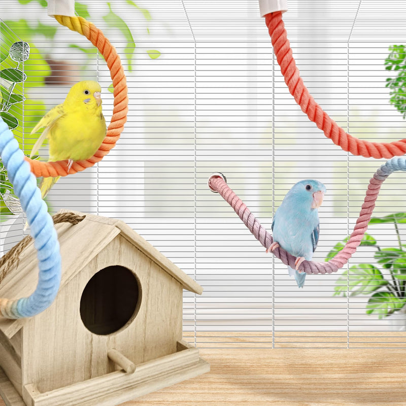 BNOSDM 3 Pcs Rope Perches for Bird Cages Gradient Sunset Color Bendable Climbing Rope Ladders & Swings Birds Cage Accessories Toy for Parakeets, Budgies, Cockatiels, Conures, Lovebirds - PawsPlanet Australia