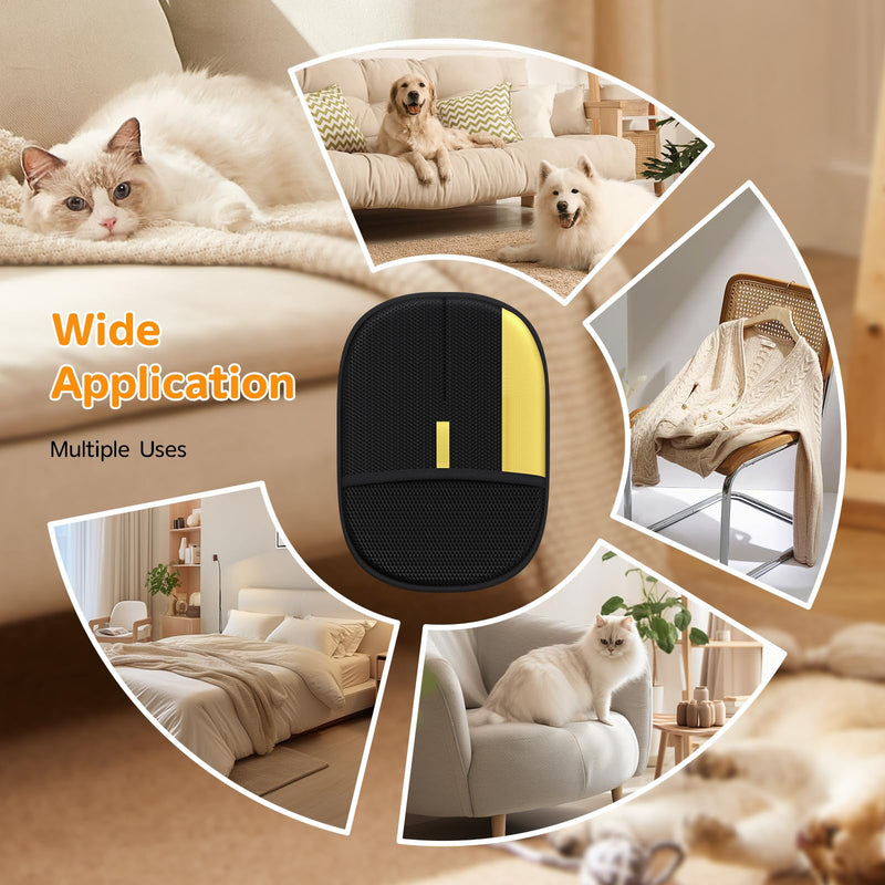Pet Hair Remover - 2025 New Electrostatic Magic Brush Pet Hair Remover Glove, Reusable Cat & Dog Hair Remover Tool for Clothing, Couch, Furniture, Carpet, Car Seat, Cat Grooming Glove, 1 PCS 1pcs-BlackYellow - PawsPlanet Australia