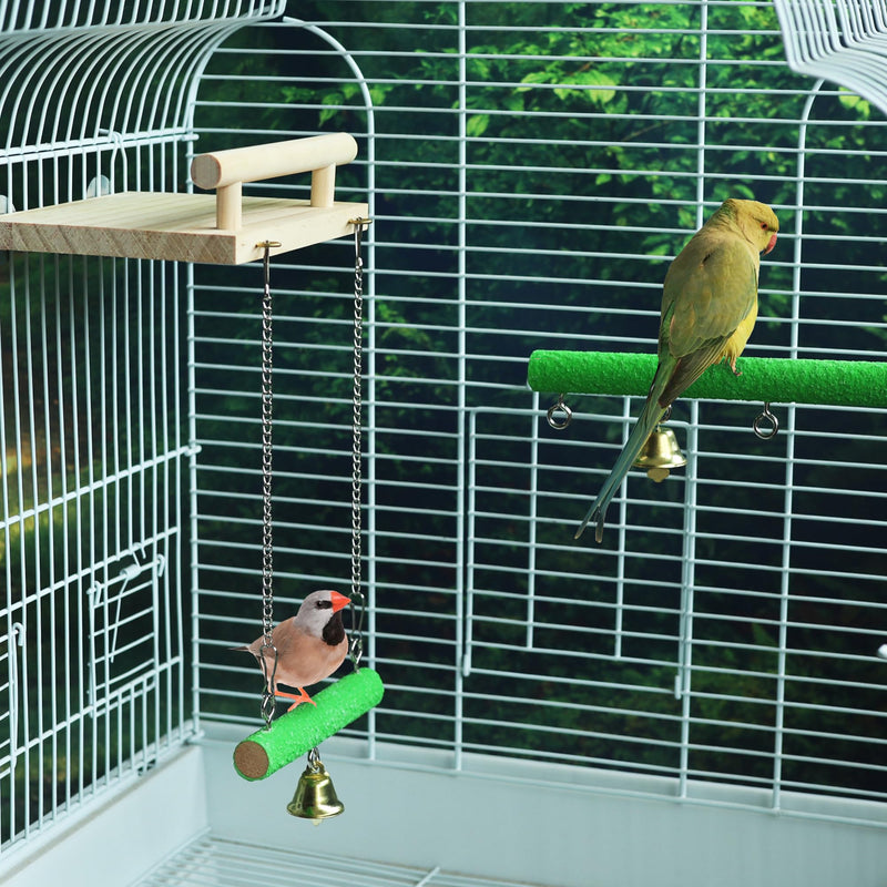 Bird Perches for Cage, Natural Wood Platform Bird Swing Bird Perch Stand Paw Grinding Stick for Parakeet Cockatiels Lovebirds Cage Accessories Pattern 2 - PawsPlanet Australia