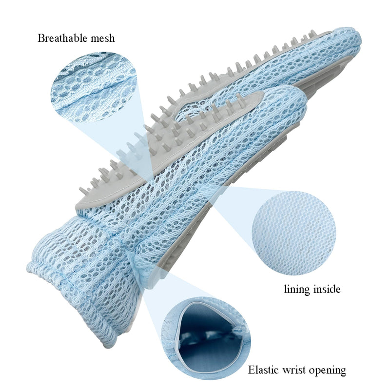 Pet Grooming Glove Gentle Silicone Massging Deshedding Bath Mitt Hair Remover Brush for Cats, Dogs, Rabbits, Hair Removal Tool for Carpet, Couch, Clothes (Blue) Blue - PawsPlanet Australia
