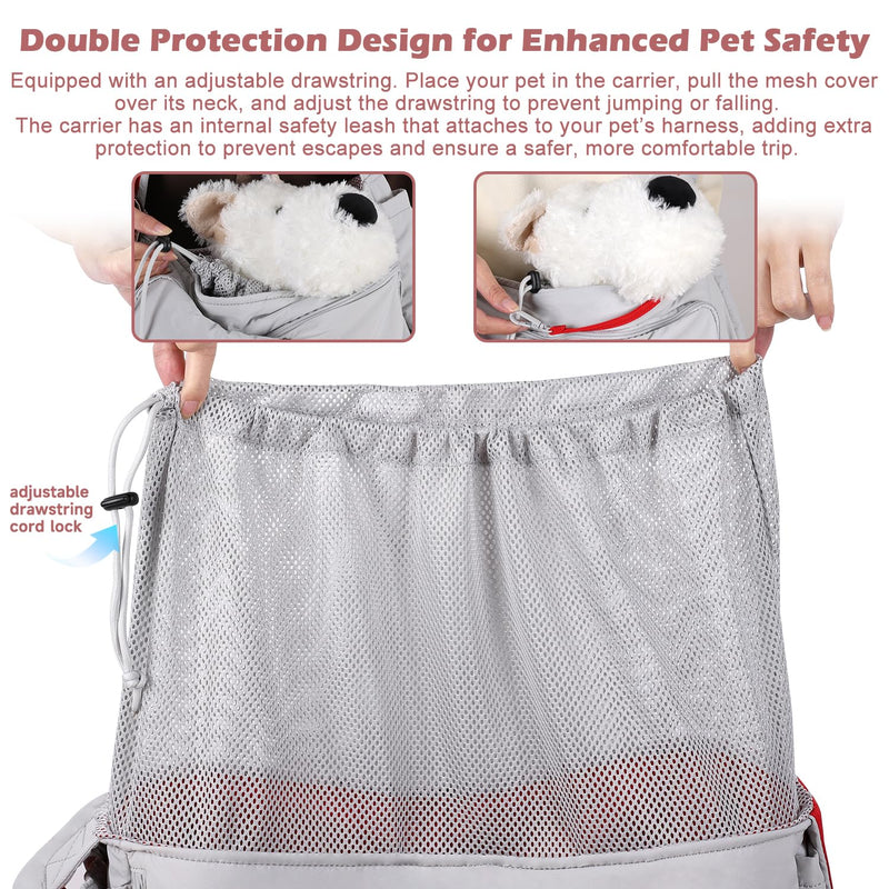 Pet Sling Carrier, Fits 10 to 22lbs Large Dog/Cat Sling Carrier, Adjustable Soft Padded Shoulder Strap Dog Sling Carrier with Storage Pocket for Hands-Free Outdoor Travel & Hiking Grey - PawsPlanet Australia