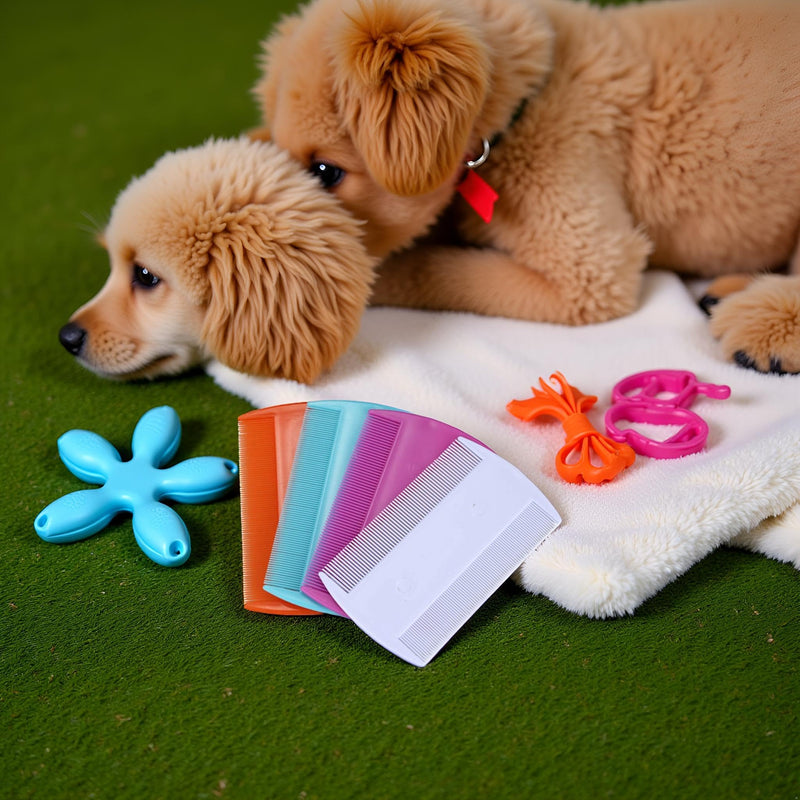 4 Pcs Lice Combs, Double sided Pet Combs, Cat Dog Pet Grooming Fine Tooth HairMixed Color - PawsPlanet Australia