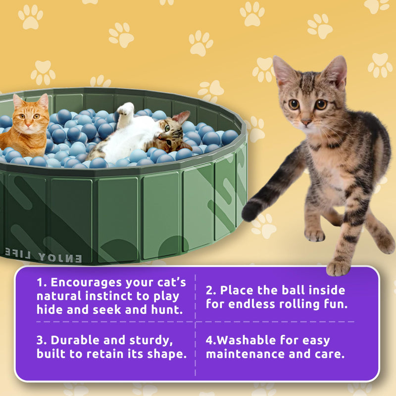 AGGER Cat Ball Pit - 32" Sturdy & Foldable Playpen for Cats, Reinforced Frame for Active Play - Indoor/Outdoor, Holds 400+ Balls (Sold Separately)