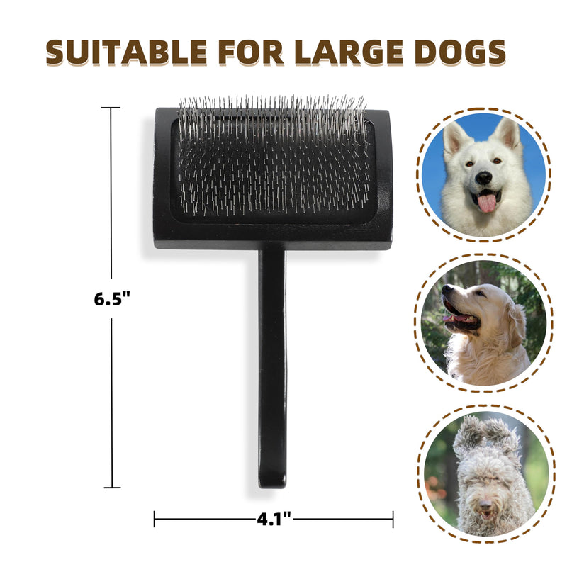 Wooden Dog Slicker Brush Cat Grooming Brush with Extra Long Pin for Long Haired Dogs Poodles Goldendoodles and Labradoodles Black L - PawsPlanet Australia