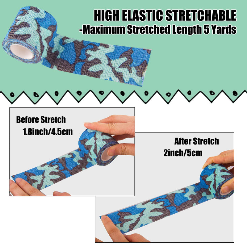 24Pack Self Adhesive Tape, Vet Wrap Flex Bandages Leg Wrap Adherent Non-Woven for Dog Cat Horse Pet Animals Ankle Sprains & Swelling, 2 Inch 5 Yards (Camouflage Patterns) - PawsPlanet Australia